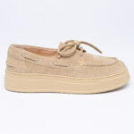 Leather platform boat loafers