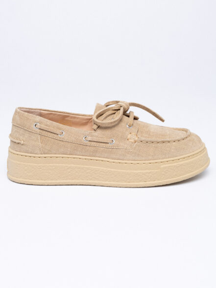 Leather platform boat loafers