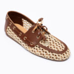 PLIARIA Raffia & Leather Boat Loafers