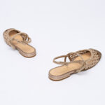 Woven-Leather Slingback Flats