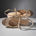 Woven-Leather Slingback Flats