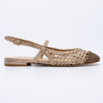 Woven-Leather Slingback Flats