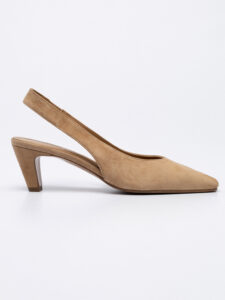 Suede-Leather Slingback Pumps