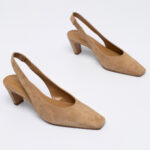 Suede-Leather Slingback Pumps