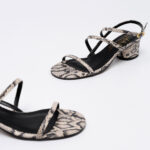 Snake-effect Leather Sandals