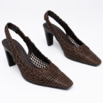 Woven-leather Slingback Pumps
