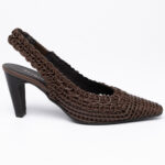 Woven-leather Slingback Pumps