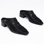Δερμάτινης πλέξης Mules