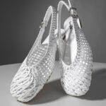 Δερμάτινης πλέξης slingbacks
