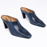 Snake-print Leather Mules