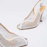 Mesh-crystal slingback pumps