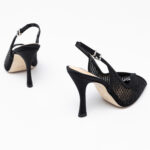 Peep-toe mesh slingbacks