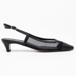Mesh δερμάτινα slingbacks