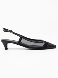 Mesh slingback pumps
