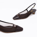 Mesh δερμάτινα slingbacks