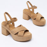 Suede-leather platform sandals