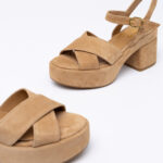Suede-leather platform sandals