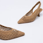 Suede-Leather Slingback Pumps