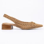 Δερμάτινης πλέξης slingbacks