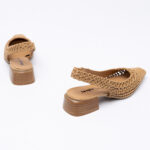 Woven leather slingbacks