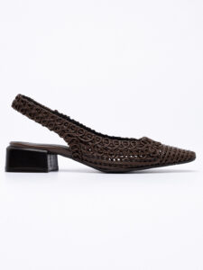 Δερμάτινης πλέξης slingbacks