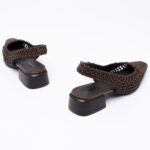 Woven leather slingbacks