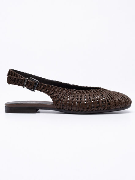 Δερμάτινης πλέξης slingbacks