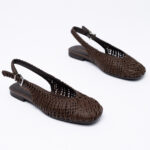 Δερμάτινης πλέξης slingbacks
