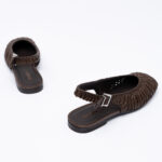Δερμάτινης πλέξης slingbacks