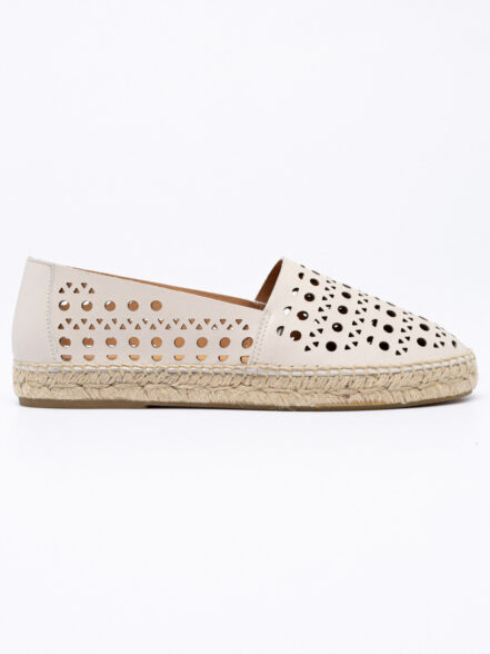 Leather perforated espadrilles