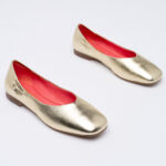 Metallic-leather ballerinas