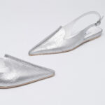 Metallic δερμάτινα slingbacks