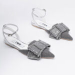 Slingback flats με strass φιόγκο