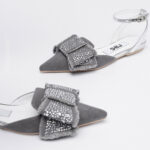 Slingback flats με strass φιόγκο