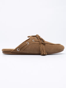 Suede boat-style slippers