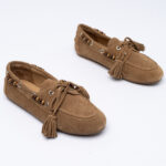 Καστόρινα boat loafers με χάντρες